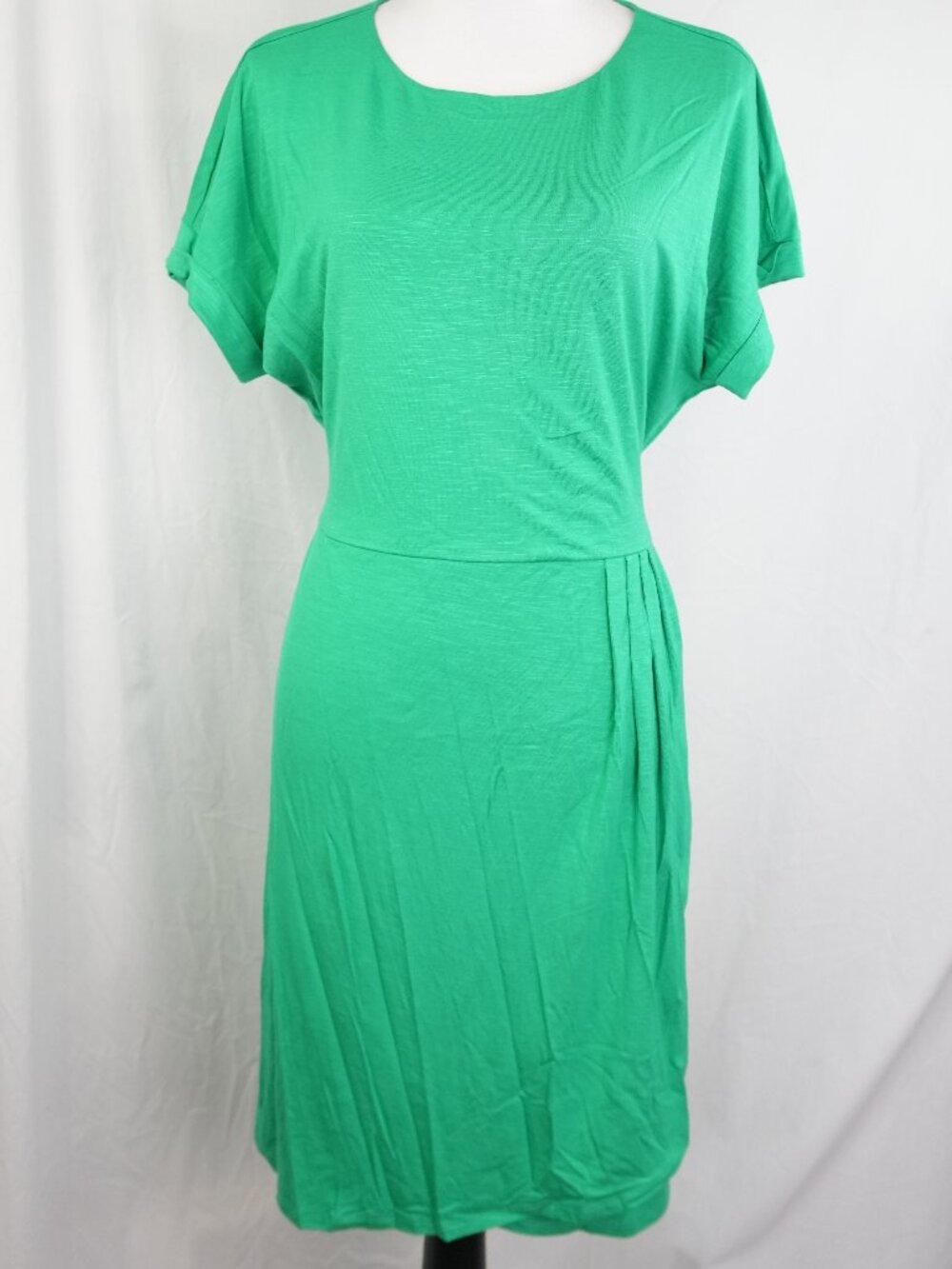 NWT Chaps Womens Large Crewneck Knit Dress Above the Knee Clover Green Tie Waist
